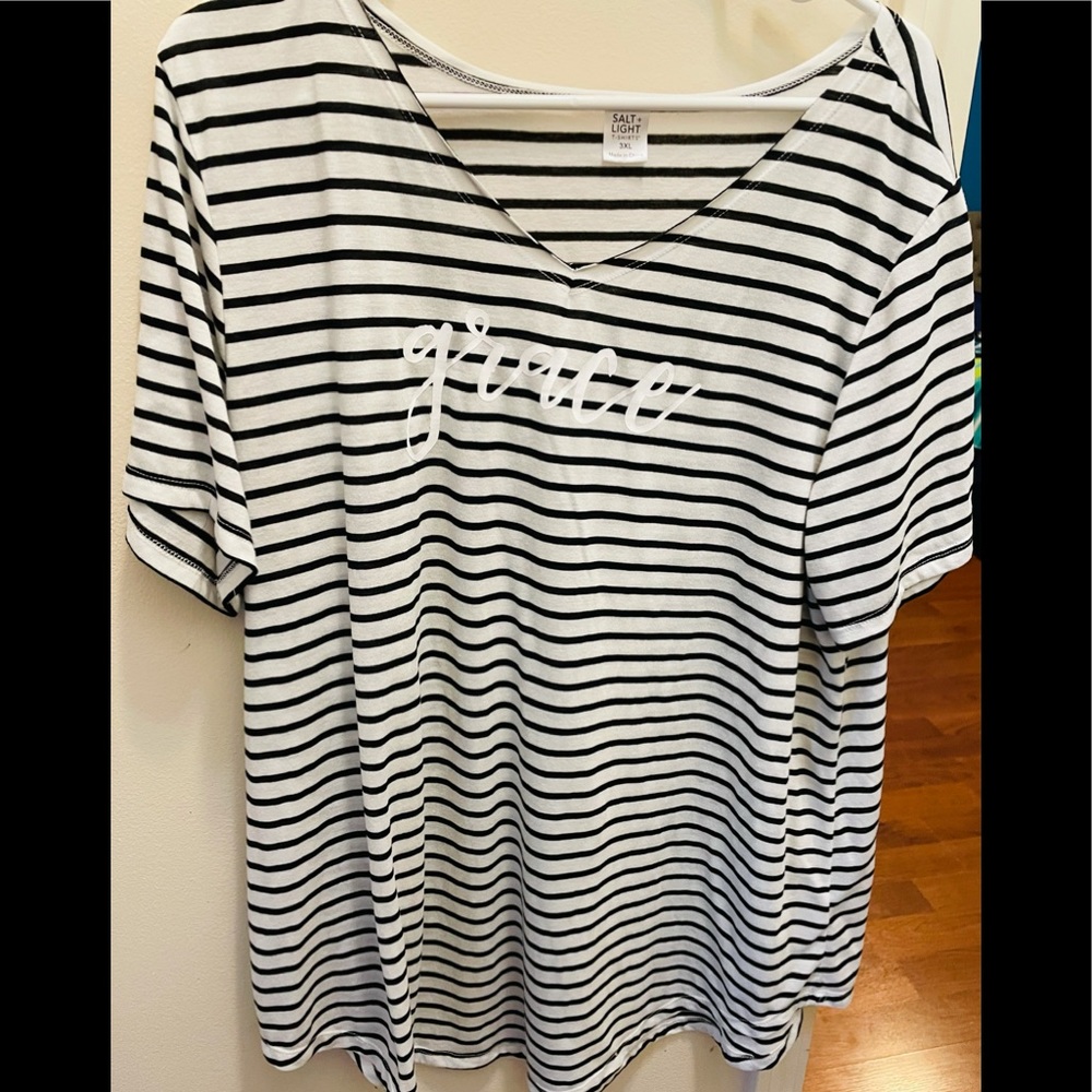 Women’s Striped Tee V-Neck Grace 3X